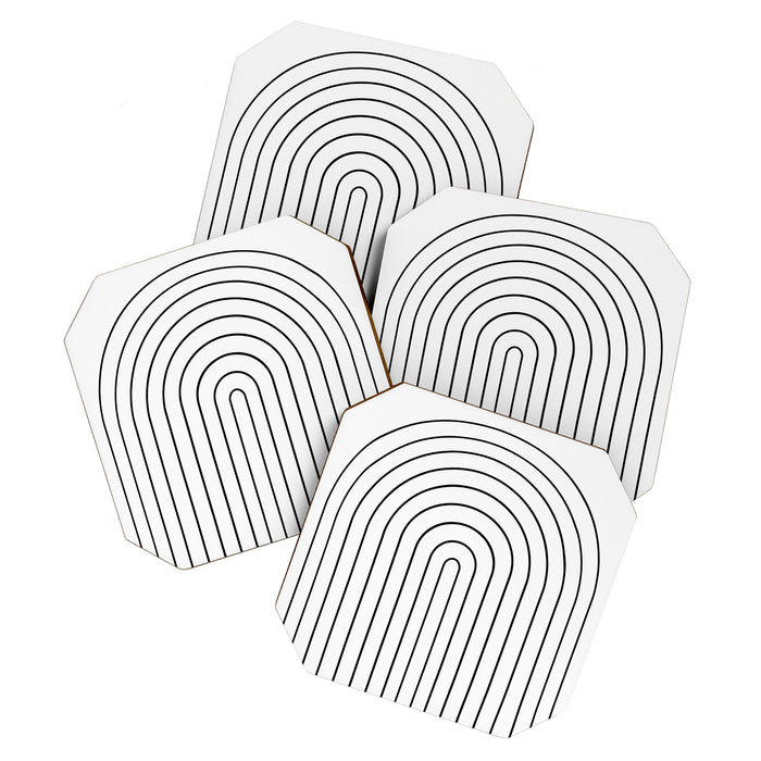 Minimal Arch IV Black and White Modern Geometric Lines Coaster Gallery Image 1