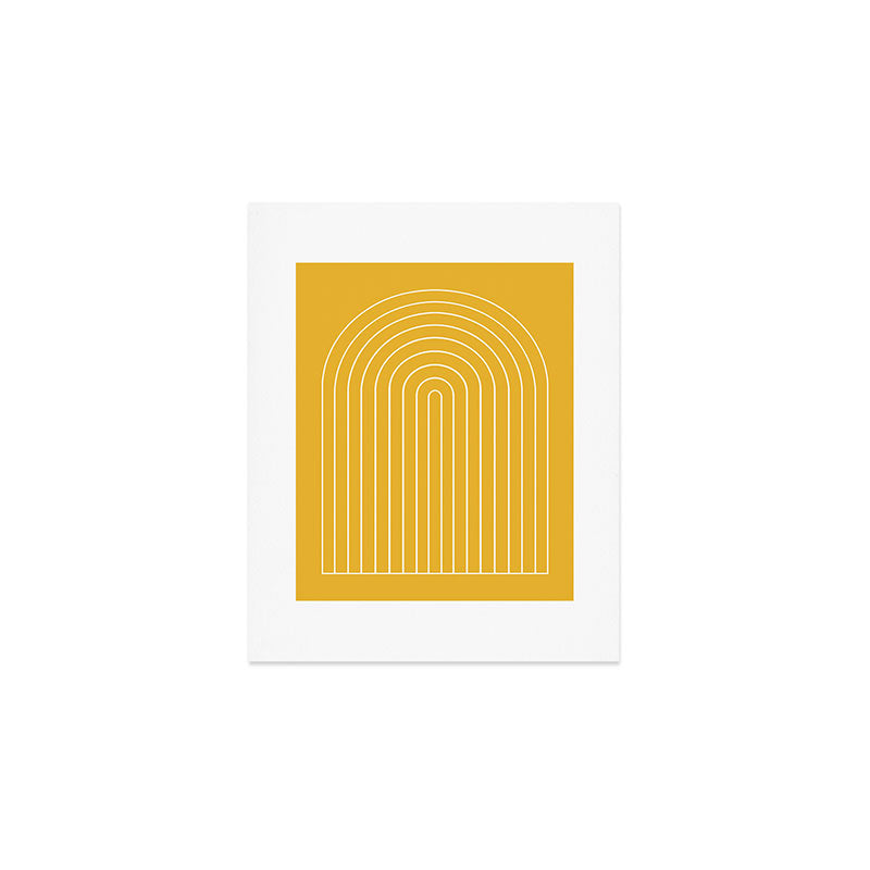 Minimal Arch IX Golden Yellow Modern Geometric Lines Art Print Gallery Image 1