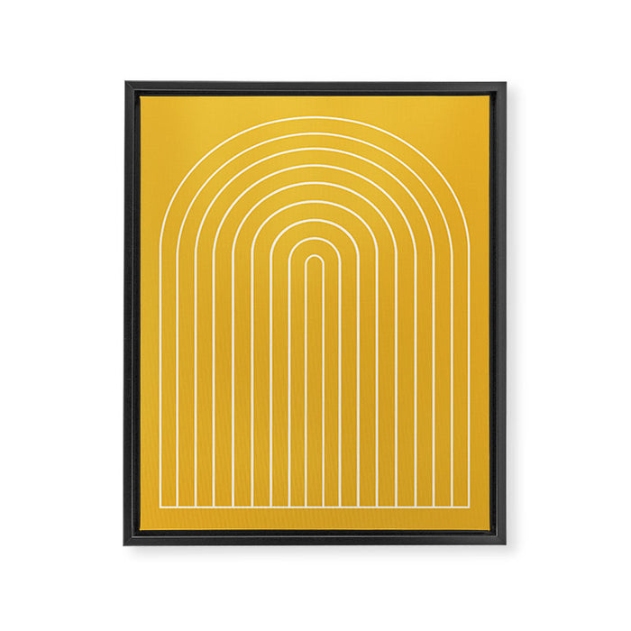 Minimal Arch IX Golden Yellow Modern Geometric Lines Framed Canvas Print Gallery Image 1