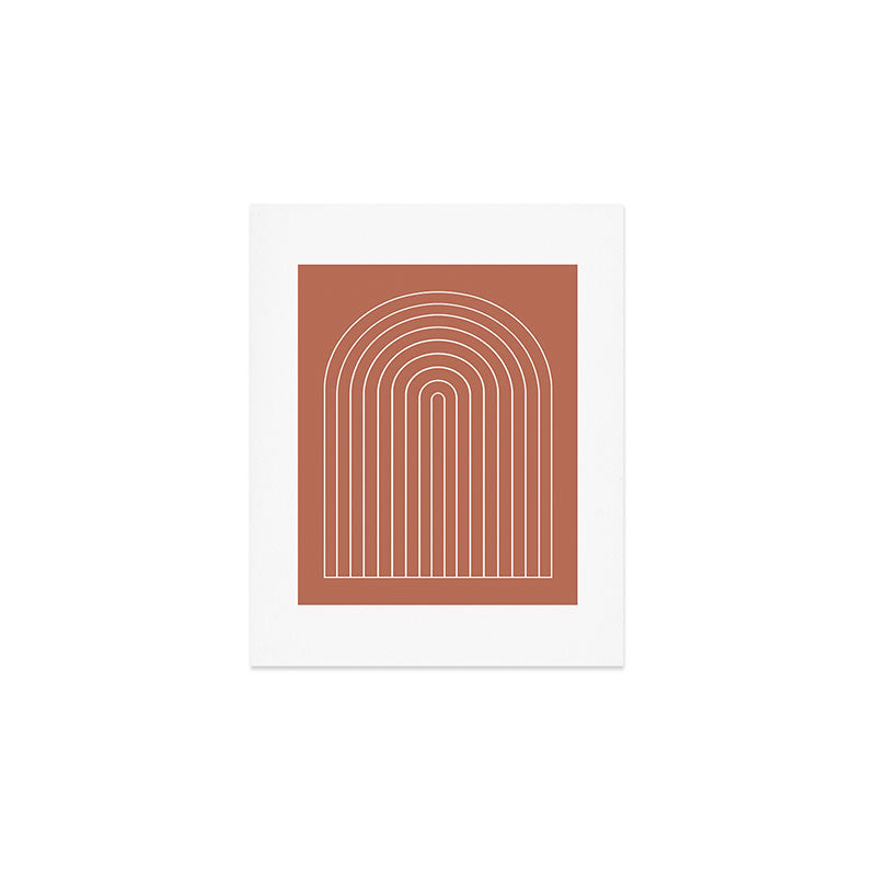 Minimal Arch LI Coral Red Modern Geometric Lines Art Print Gallery Image 1