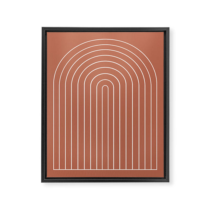 Minimal Arch LI Coral Red Modern Geometric Lines Framed Canvas Print Gallery Image 1