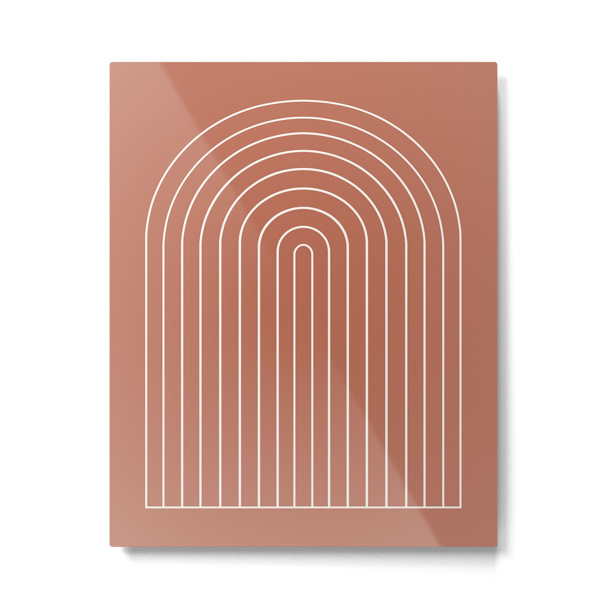 Minimal Arch LI Coral Red Modern Geometric Lines Metal Print Gallery Image 4