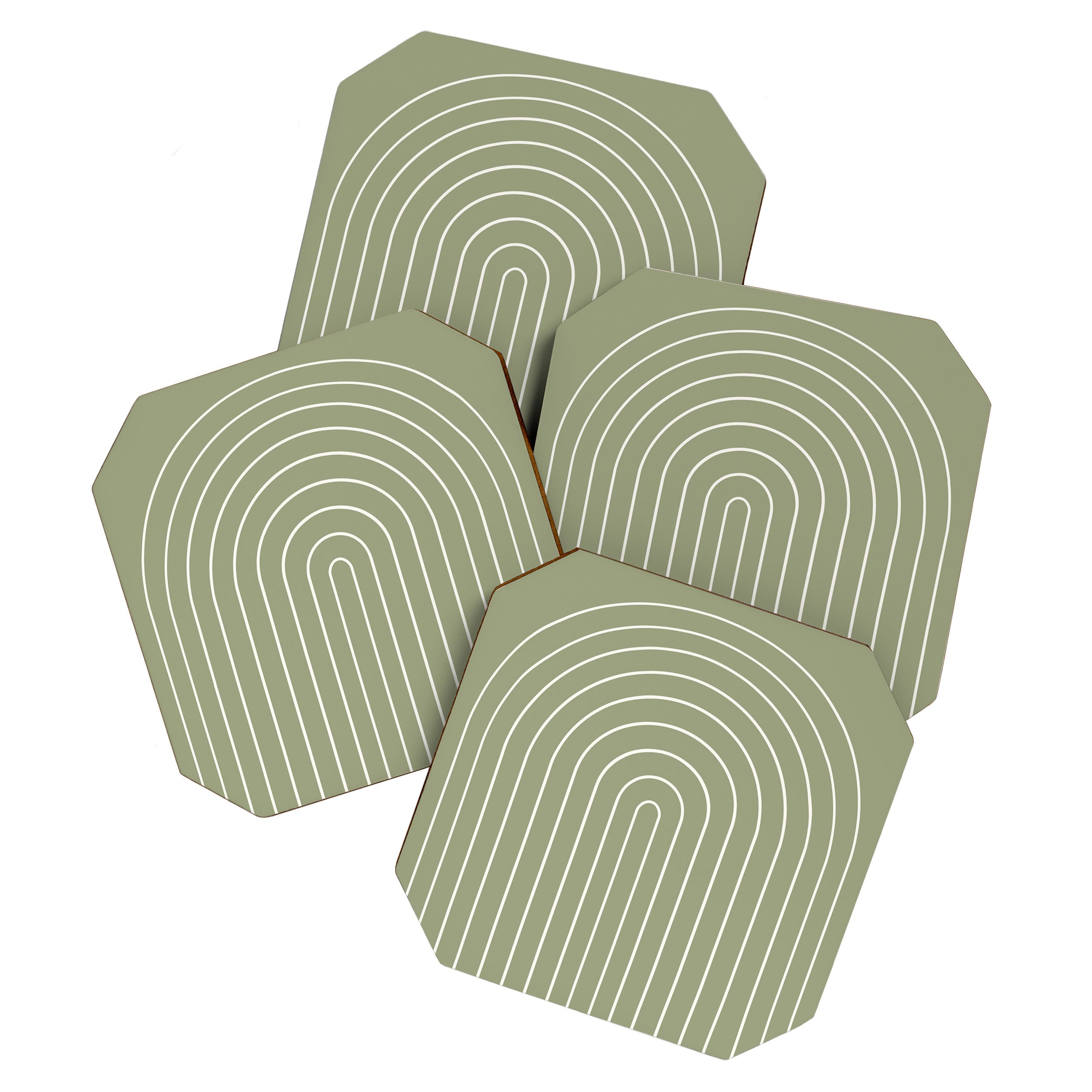 Minimal Arch LIII Earthy Sage Green Modern Geometric Lines Coaster Gallery Image 1
