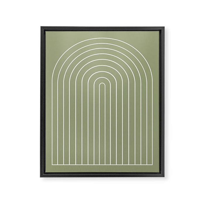 Minimal Arch LIII Earthy Sage Green Modern Geometric Lines Framed Canvas Print Gallery Image 1