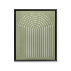 Minimal Arch LIII Earthy Sage Green Modern Geometric Lines Framed Canvas Print Gallery Image 6