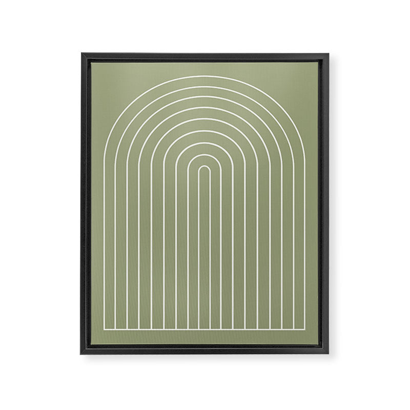 Minimal Arch LIII Earthy Sage Green Modern Geometric Lines Framed Canvas Print Gallery Image 6