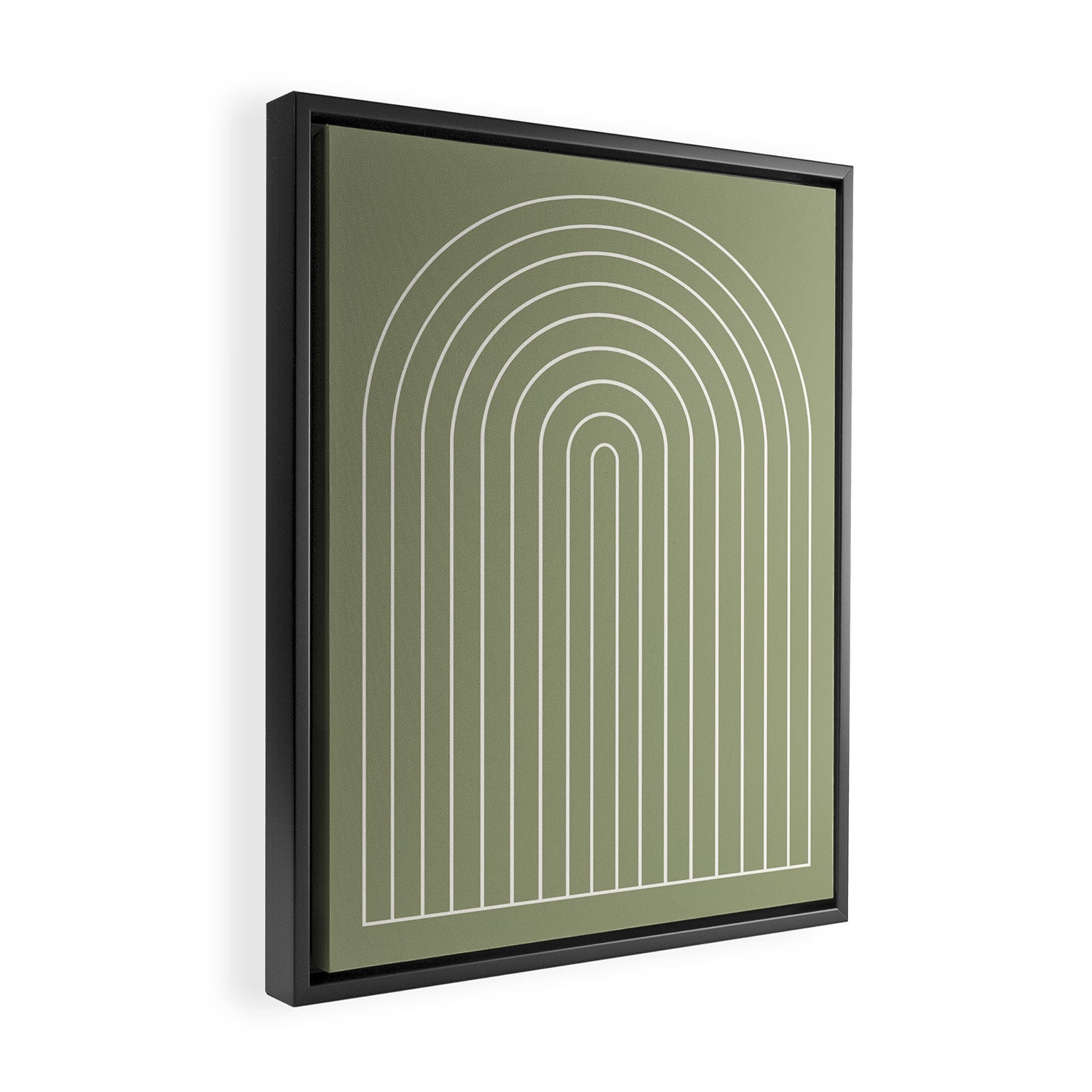 Minimal Arch LIII Earthy Sage Green Modern Geometric Lines Framed Canvas Print Gallery Image 2
