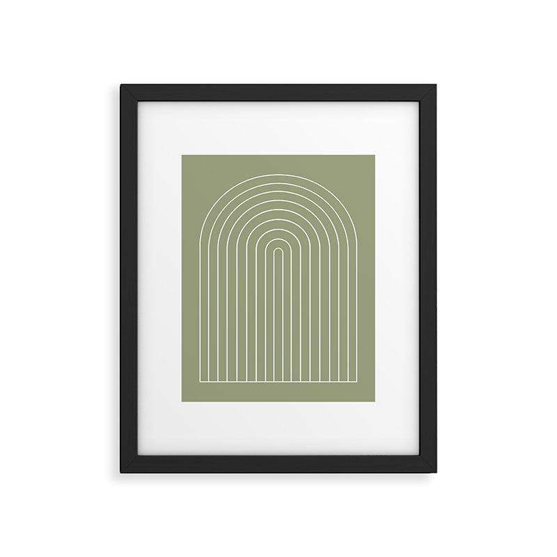 Minimal Arch LIII Earthy Sage Green Modern Geometric Lines Framed Art Print Gallery Image 5