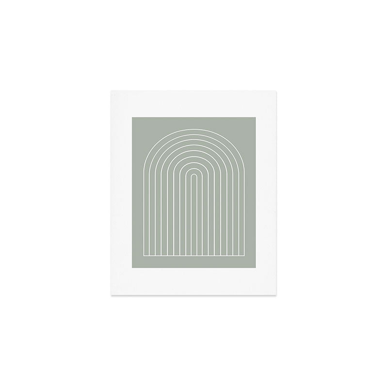 Minimal Arch LIV Pastel Sage Green Modern Geometric Lines Art Print Gallery Image 1