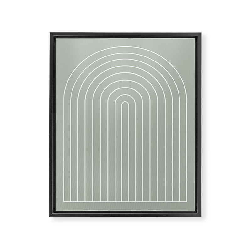 Minimal Arch LIV Pastel Sage Green Modern Geometric Lines Framed Canvas Print Gallery Image 6