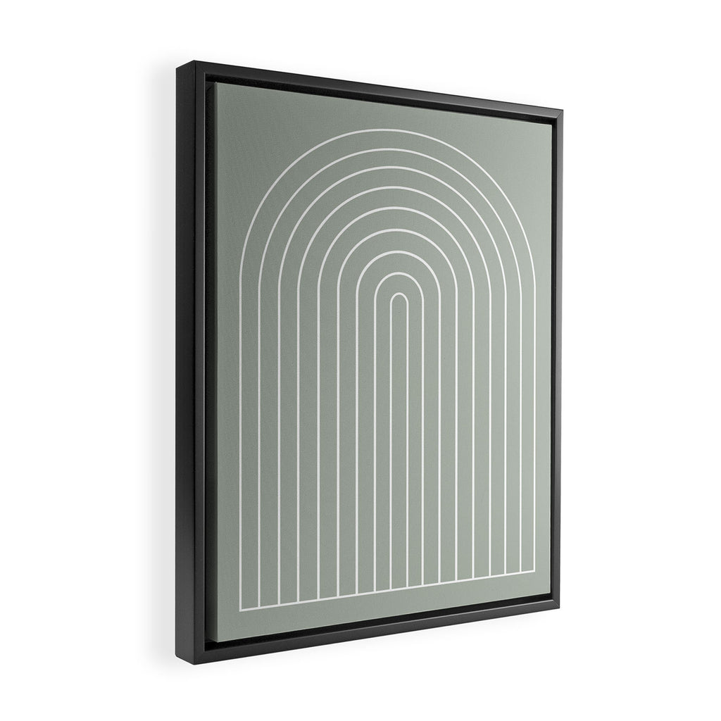 Minimal Arch LIV Pastel Sage Green Modern Geometric Lines Framed Canvas Print Gallery Image 2