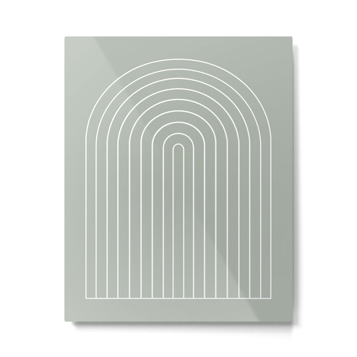Minimal Arch LIV Pastel Sage Green Modern Geometric Lines Metal Print Gallery Image 1