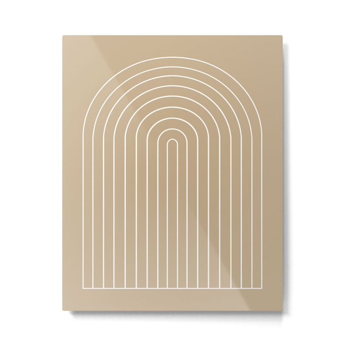 Minimal Arch LVI Neutral Tan Modern Geometric Lines Metal Print Gallery Image 1