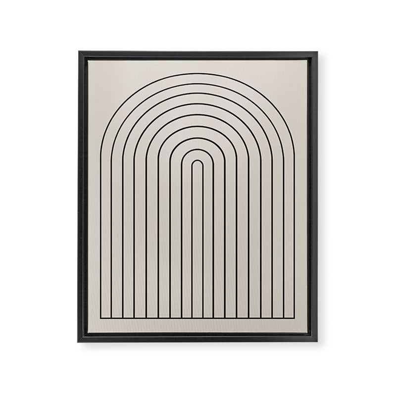 Minimal Arch LVII Vintage Creme and Black Modern Geometric Lines Framed Canvas Print Gallery Image 6