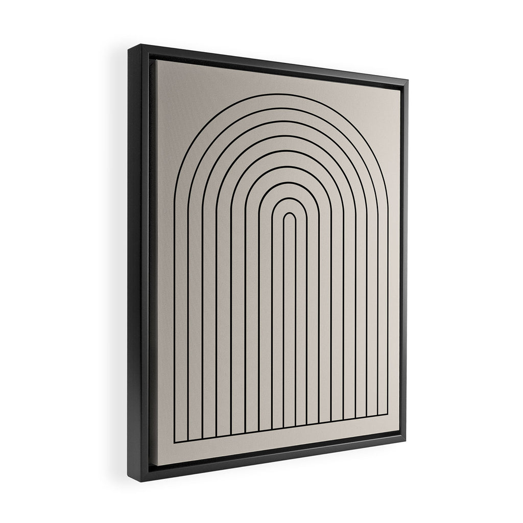 Minimal Arch LVII Vintage Creme and Black Modern Geometric Lines Framed Canvas Print Gallery Image 2