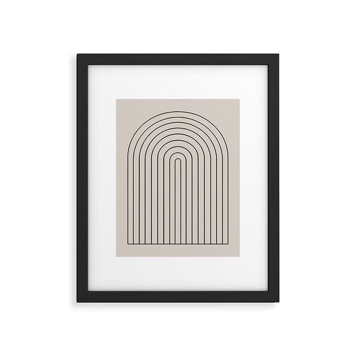 Minimal Arch LVII Vintage Creme and Black Modern Geometric Lines Framed Art Print Gallery Image 1