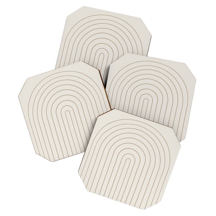 Minimal Arch XI Natural Neutral Modern Geometric Lines Coaster Gallery Image 1