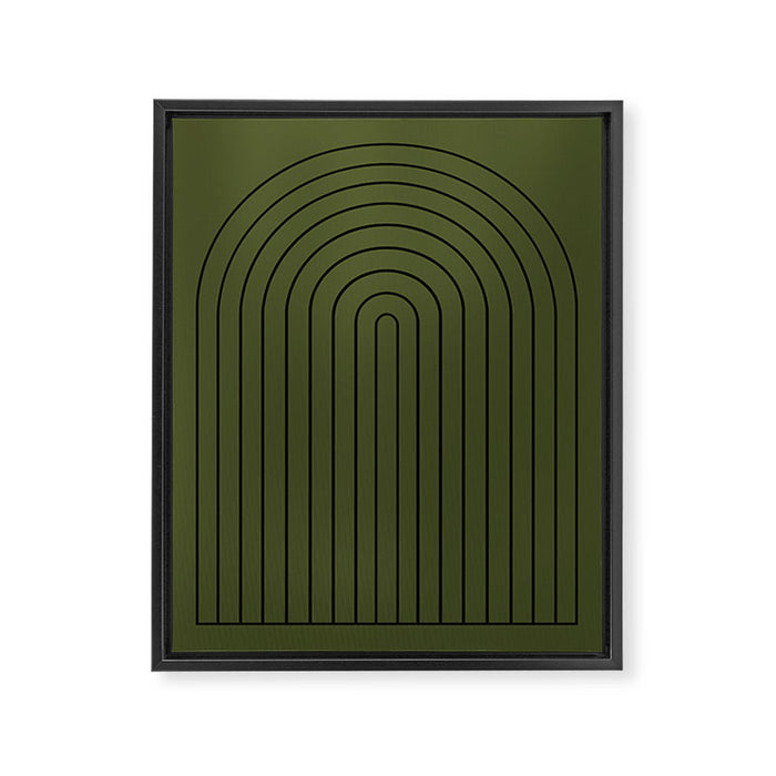 Minimal Arch XII Dark Green Modern Geometric Lines Framed Canvas Print Gallery Image 1