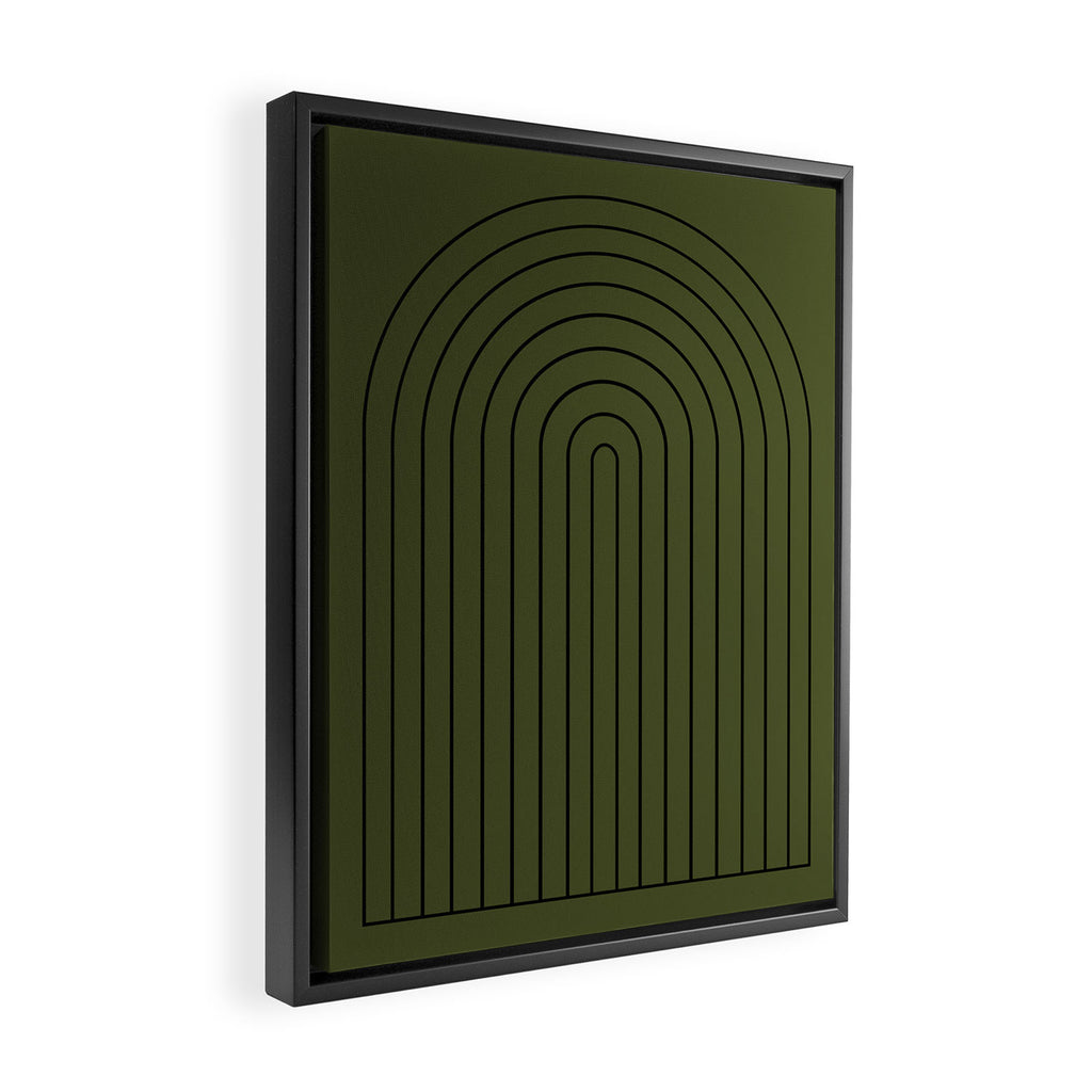 Minimal Arch XII Dark Green Modern Geometric Lines Framed Canvas Print Gallery Image 2