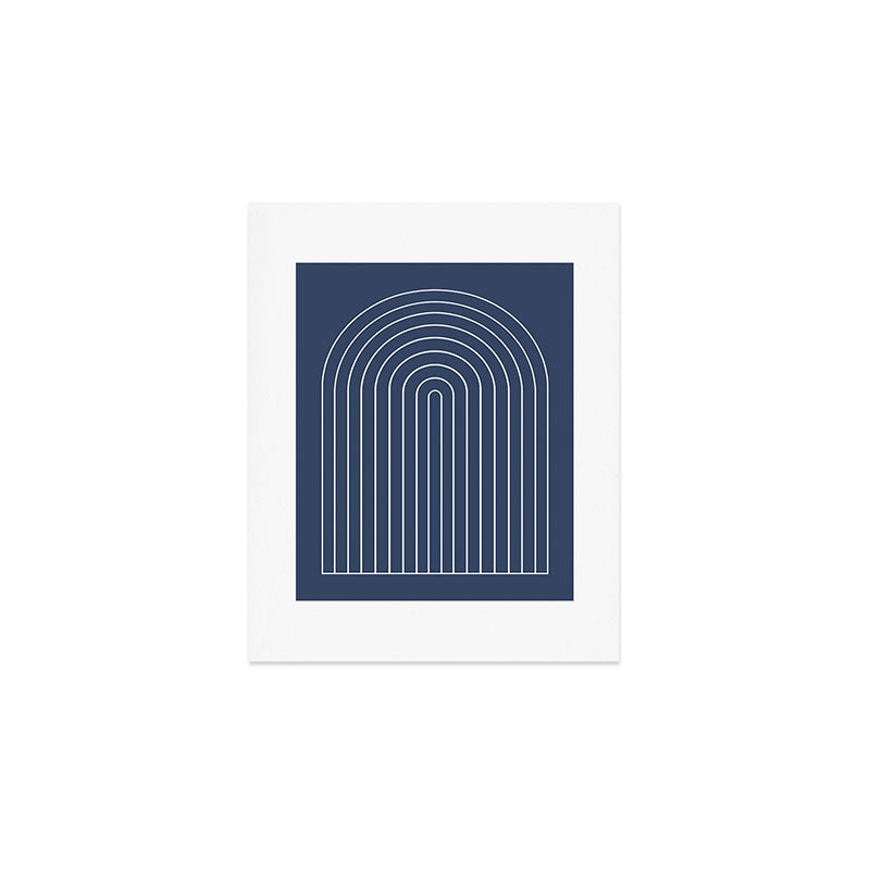 Minimal Arch XIV Navy Blue Modern Geometric Lines Art Print Gallery Image 1