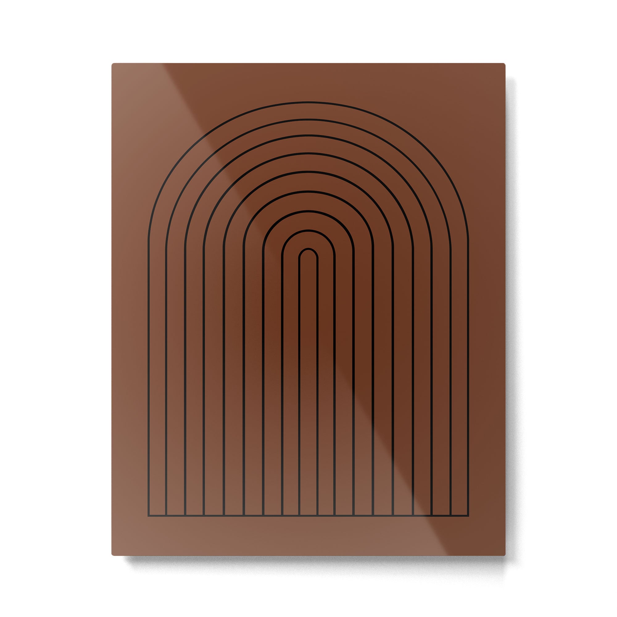 Minimal Arch XLII Brick Red Modern Geometric Lines Metal Print Gallery Image 4
