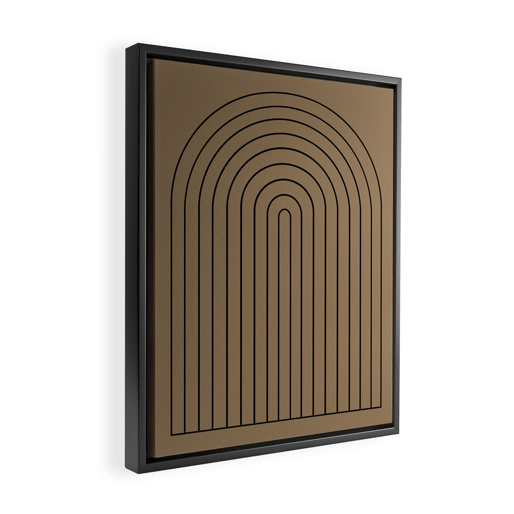 Minimal Arch XLIII Natural Tan Modern Geometric Lines Framed Canvas Print Gallery Image 2