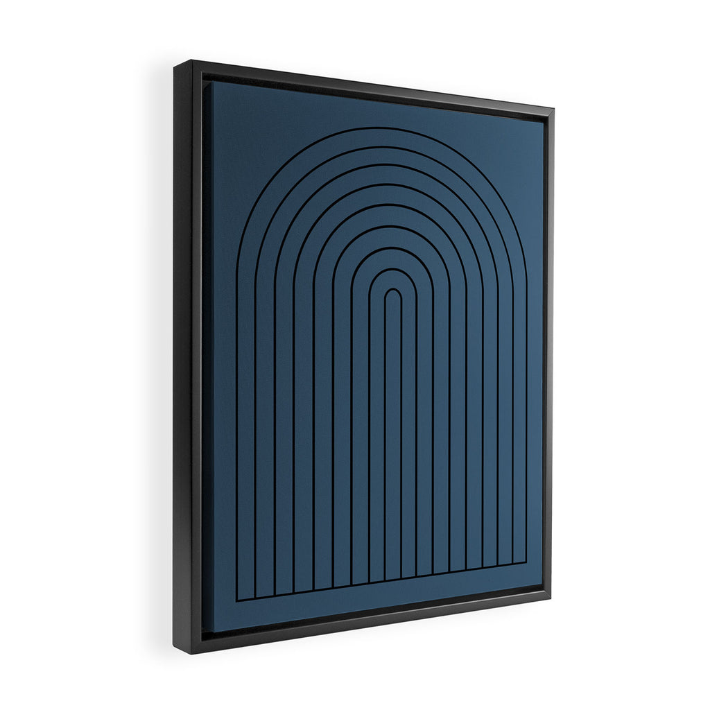 Minimal Arch XLIV Navy Blue Modern Geometric Lines Framed Canvas Print Gallery Image 2