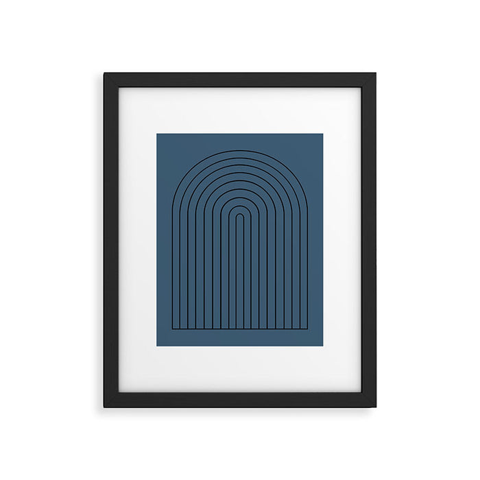 Minimal Arch XLIV Navy Blue Modern Geometric Lines Framed Art Print Gallery Image 1