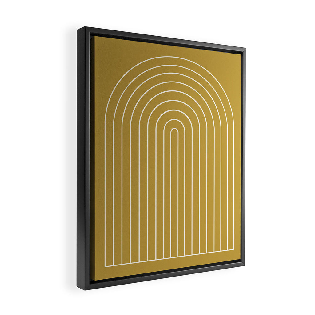 Minimal Arch XLIX Ochre Yellow Modern Geometric Lines Framed Canvas Print Gallery Image 2