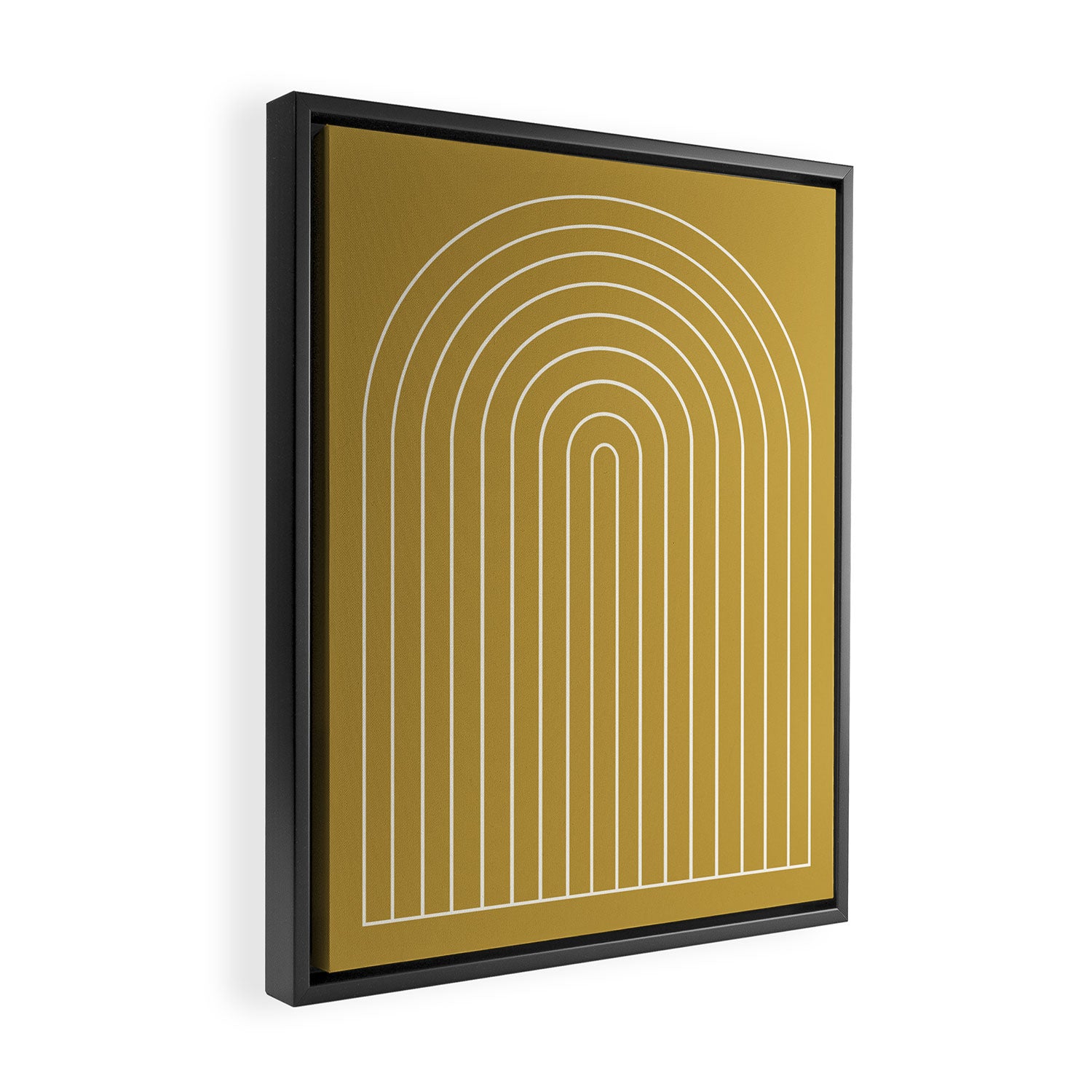 Minimal Arch XLIX Ochre Yellow Modern Geometric Lines Framed Canvas Print Gallery Image 2