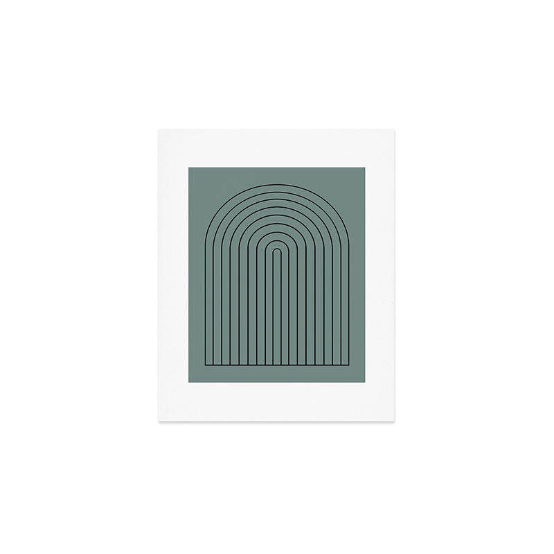 Minimal Arch XLV Neutral Teal Modern Geometric Lines Art Print Gallery Image 1