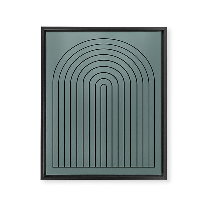 Minimal Arch XLV Neutral Teal Modern Geometric Lines Framed Canvas Print Gallery Image 1