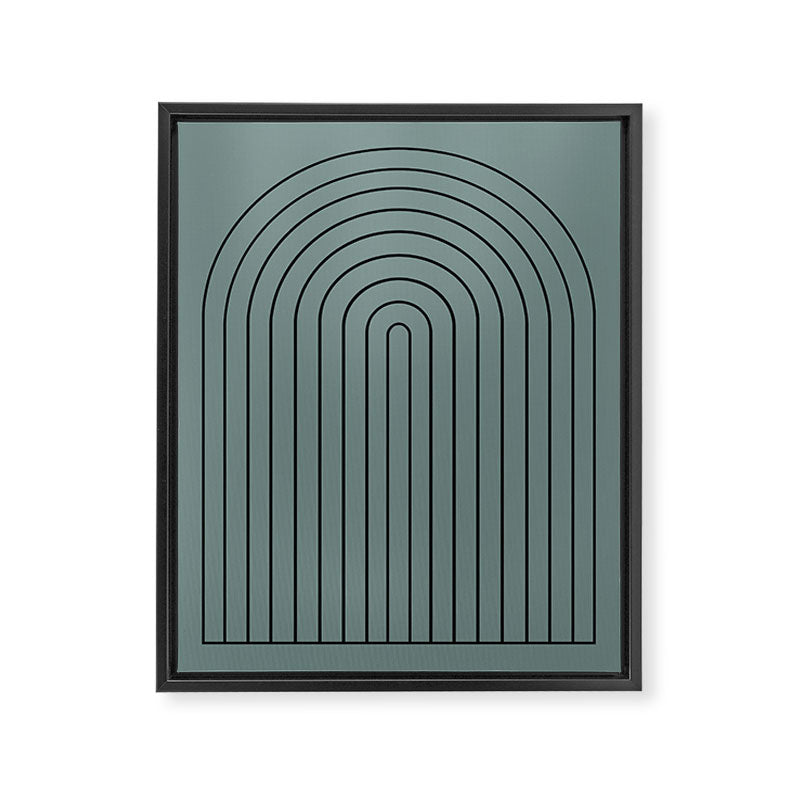 Minimal Arch XLV Neutral Teal Modern Geometric Lines Framed Canvas Print Gallery Image 6