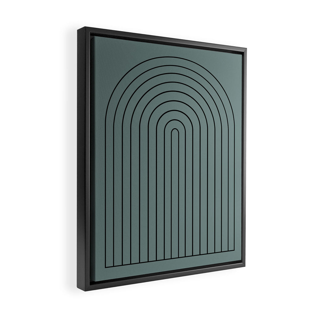 Minimal Arch XLV Neutral Teal Modern Geometric Lines Framed Canvas Print Gallery Image 2
