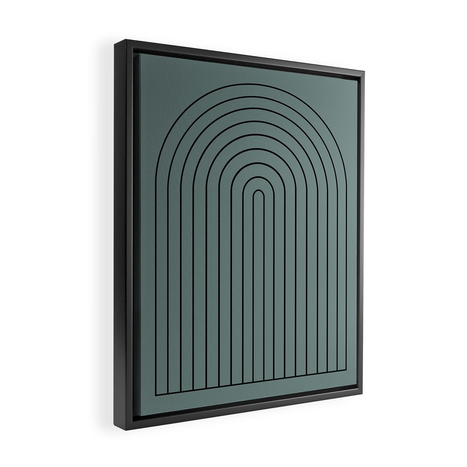 Minimal Arch XLV Neutral Teal Modern Geometric Lines Framed Canvas Print Gallery Image 2