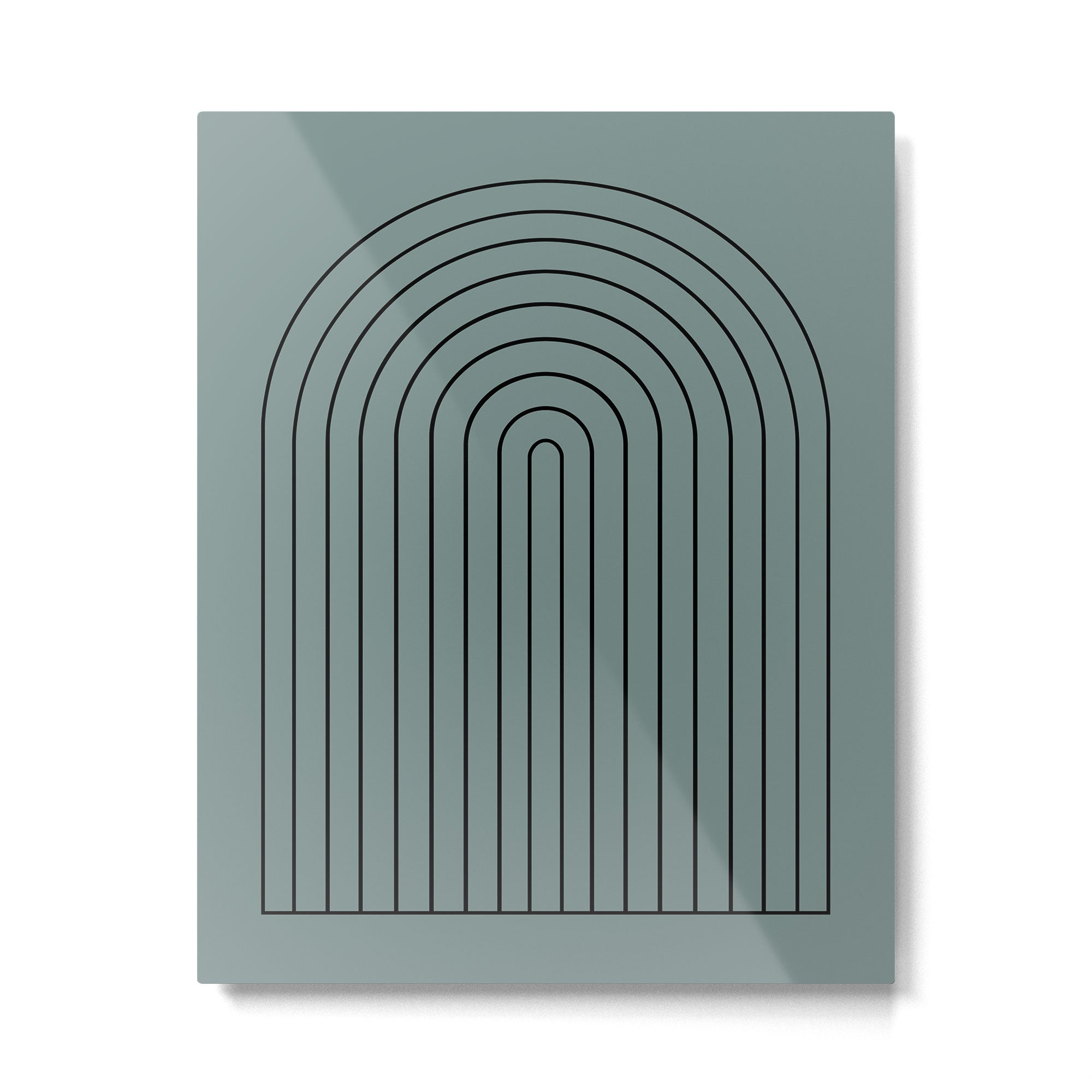 Minimal Arch XLV Neutral Teal Modern Geometric Lines Metal Print Gallery Image 4