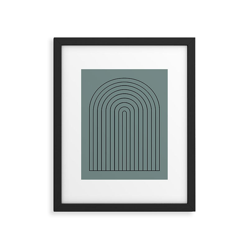 Minimal Arch XLV Neutral Teal Modern Geometric Lines Framed Art Print Gallery Image 5
