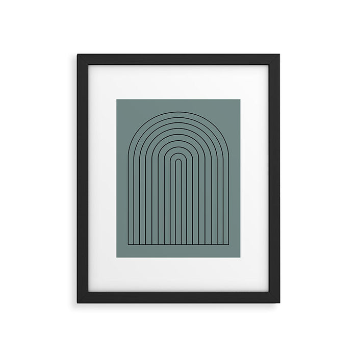 Minimal Arch XLV Neutral Teal Modern Geometric Lines Framed Art Print Gallery Image 1