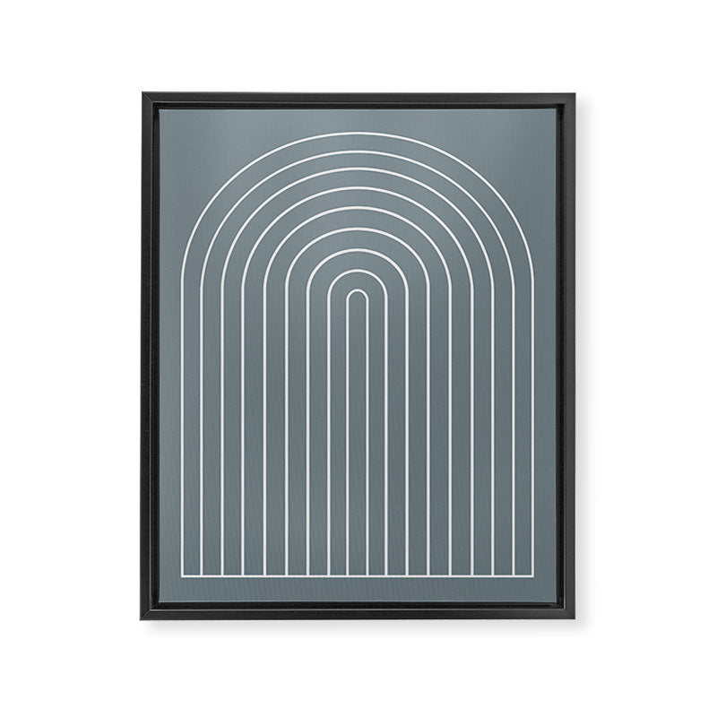 Minimal Arch XLVII Neutral Grey Blue Modern Geometric Lines Framed Canvas Print Gallery Image 6