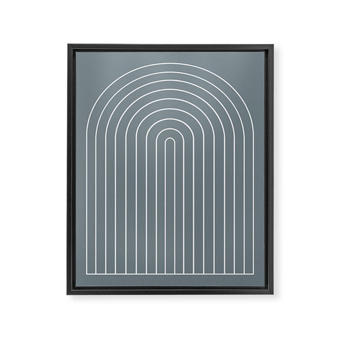 Minimal Arch XLVII Neutral Grey Blue Modern Geometric Lines Framed Canvas Print Gallery Image 1