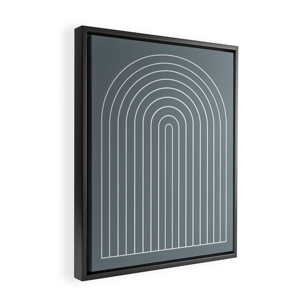 Minimal Arch XLVII Neutral Grey Blue Modern Geometric Lines Framed Canvas Print Gallery Image 2