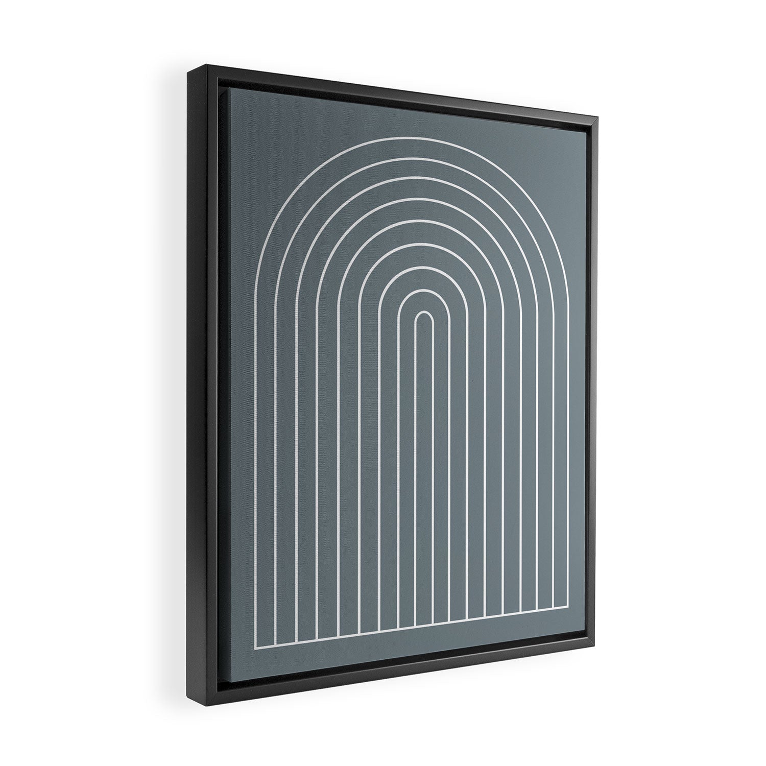Minimal Arch XLVII Neutral Grey Blue Modern Geometric Lines Framed Canvas Print Gallery Image 2