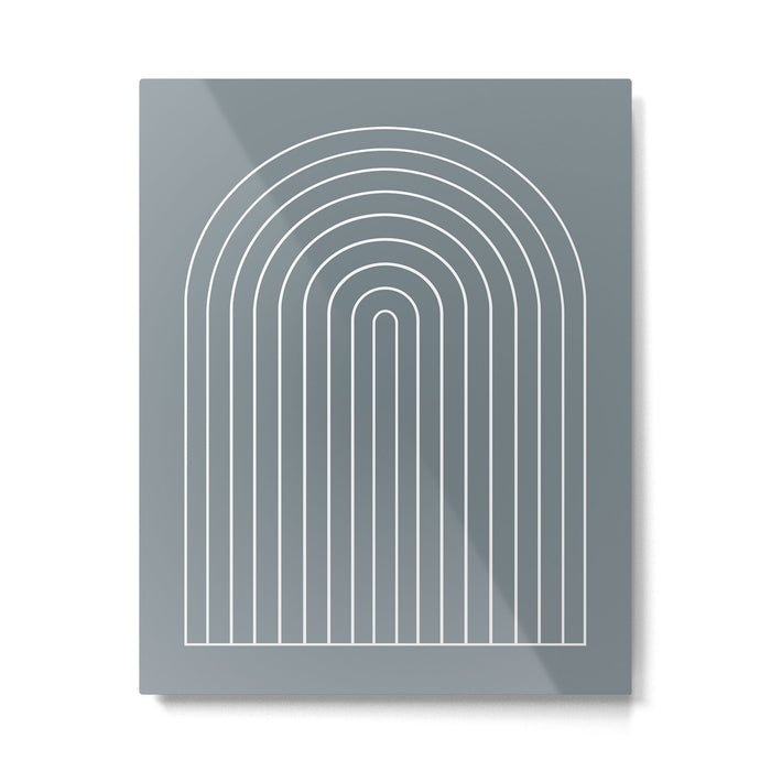 Minimal Arch XLVII Neutral Grey Blue Modern Geometric Lines Metal Print Gallery Image 1