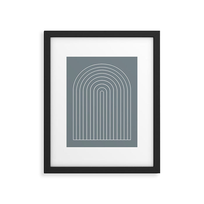 Minimal Arch XLVII Neutral Grey Blue Modern Geometric Lines Framed Art Print Gallery Image 1