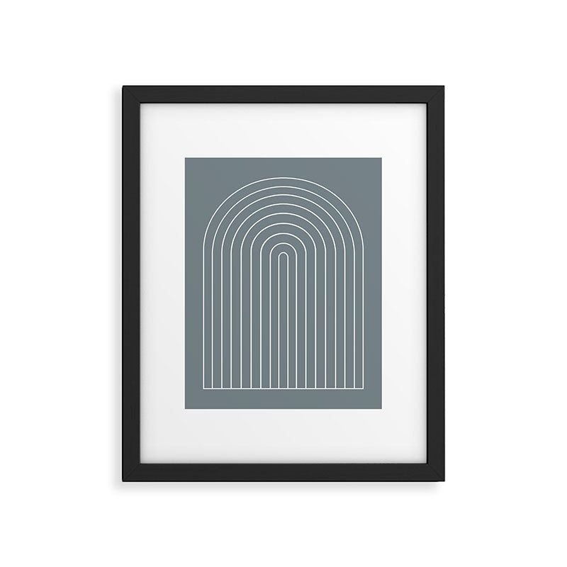 Minimal Arch XLVII Neutral Grey Blue Modern Geometric Lines Framed Art Print Gallery Image 5