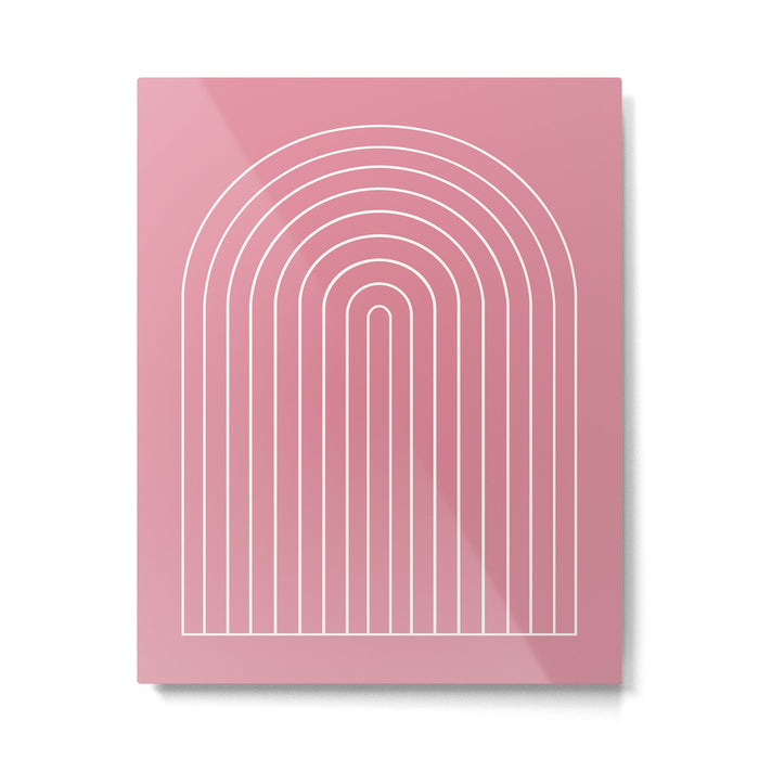Minimal Arch XVIII 90s Pink Modern Geometric Lines Metal Print Gallery Image 1