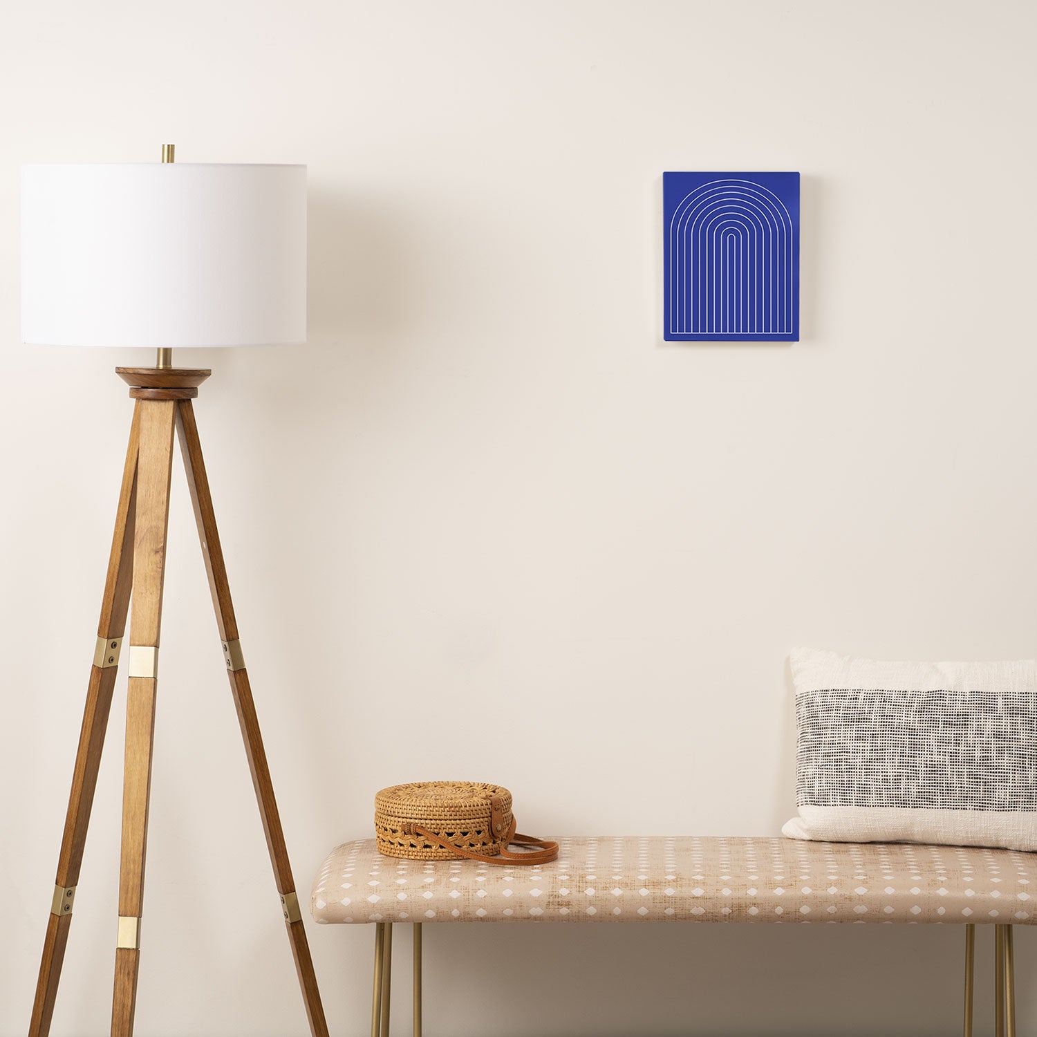 Minimal Arch XXI Bright Blue Modern Geometric Lines Canvas Print Gallery Image 2