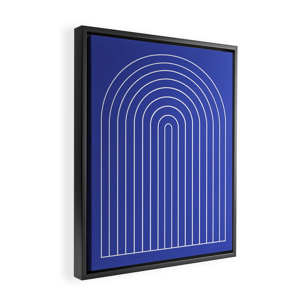 Minimal Arch XXI Bright Blue Modern Geometric Lines Framed Canvas Print Gallery Image 2