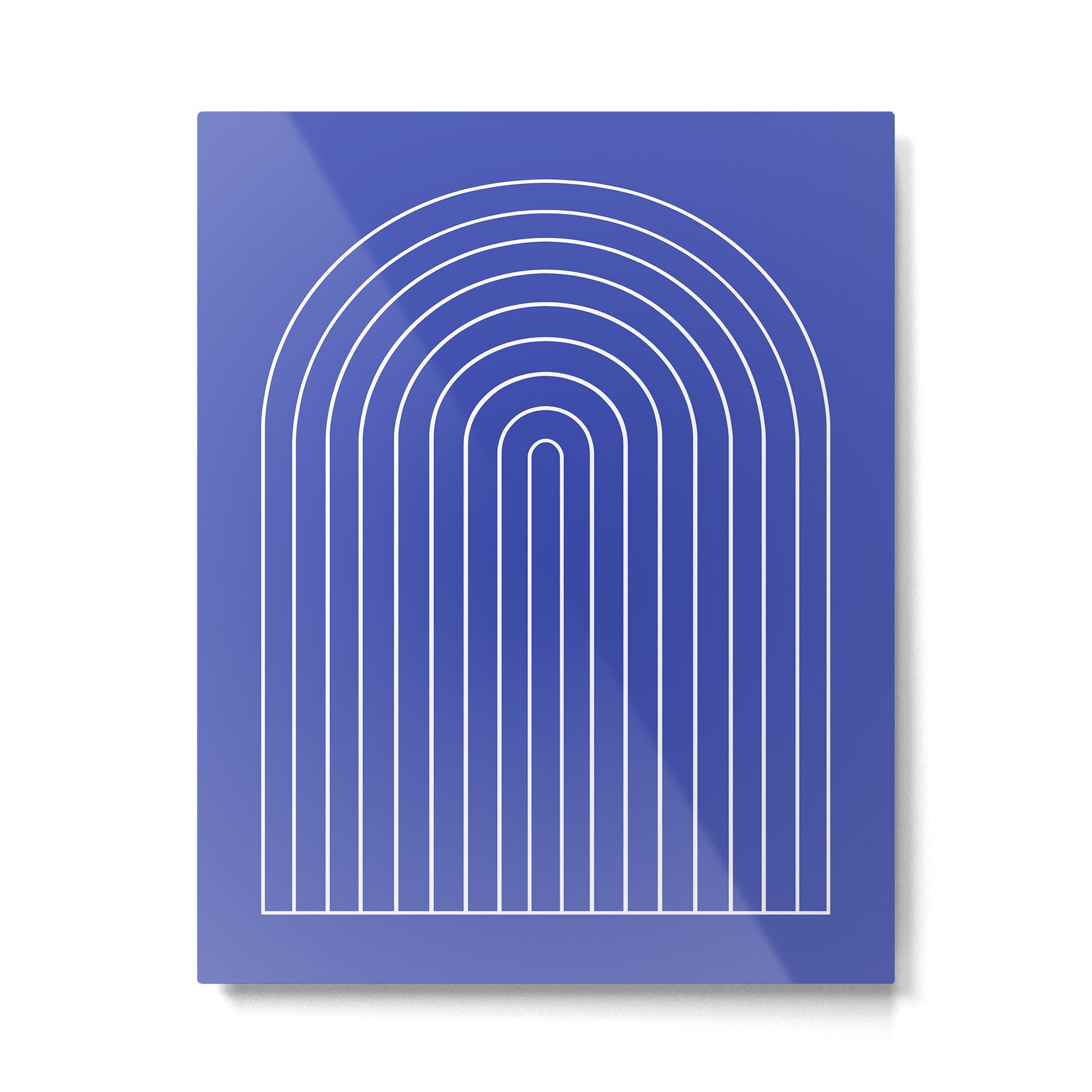 Minimal Arch XXI Bright Blue Modern Geometric Lines Metal Print Gallery Image 4
