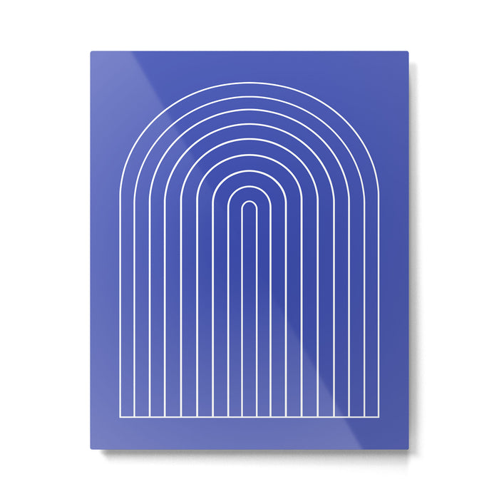 Minimal Arch XXI Bright Blue Modern Geometric Lines Metal Print Gallery Image 1